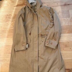 Women's Tan Hooded Trench Coat